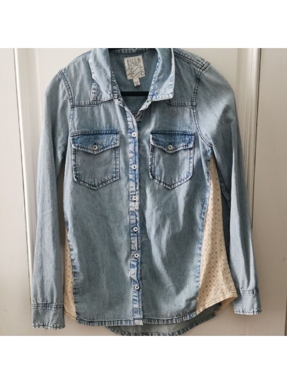 Billabong denim and lace button down shirt. cowboystyle, western, Size Small